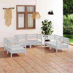 Salon de jardin 6 pcs Blanc Bois de pin massif alsavelo