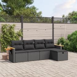 Salon de jardin 5 pcs avec coussins noir résine tressée alsavelo