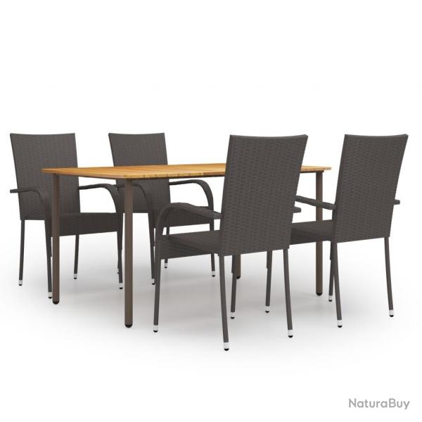 Ensemble  manger de jardin 5 pcs Rsine tresse Marron alsavelo