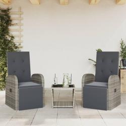 Ensemble à manger de jardin 3 pcs coussins gris résine tressée alsavelo