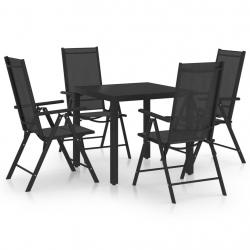 Ensemble à manger de jardin 5 pcs aluminium noir alsavelo
