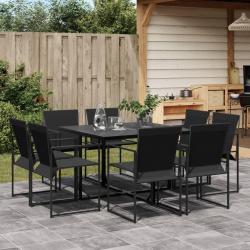 Ensemble à manger de jardin 9 pcs noir textilène alsavelo