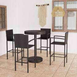 bar de jardin 5 pcs Résine tressée Noir alsavelo