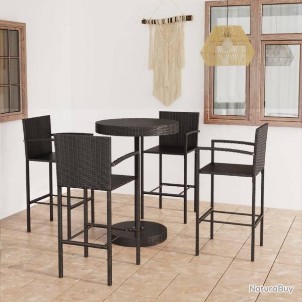 bar de jardin 5 pcs Rsine tresse Noir alsavelo