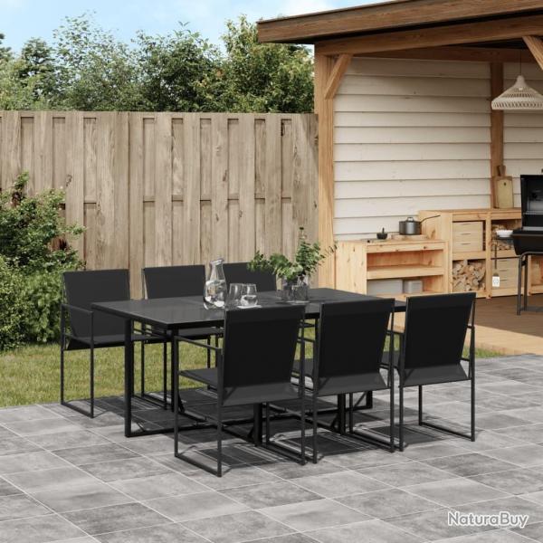 Ensemble  manger de jardin 7 pcs noir textilne alsavelo
