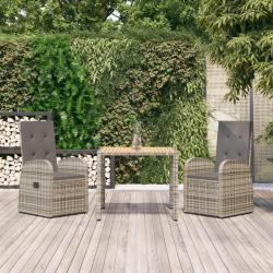 Ensemble à manger de jardin 3 pcs coussins gris résine tressée alsavelo