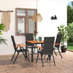 Ensemble à manger de jardin 5 pcs noir et marron alsavelo