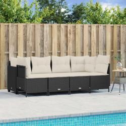 Salon de jardin 5 pcs avec coussins noir résine tressée alsavelo