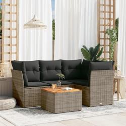 Salon de jardin 5 pcs avec coussins gris résine tressée alsavelo