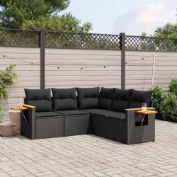 Salon de jardin 5 pcs avec coussins noir résine tressée alsavelo