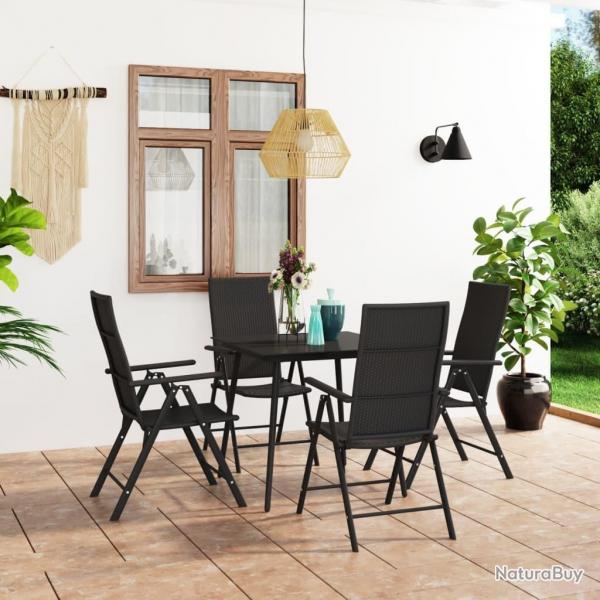 Ensemble  manger de jardin 5 pcs noir alsavelo