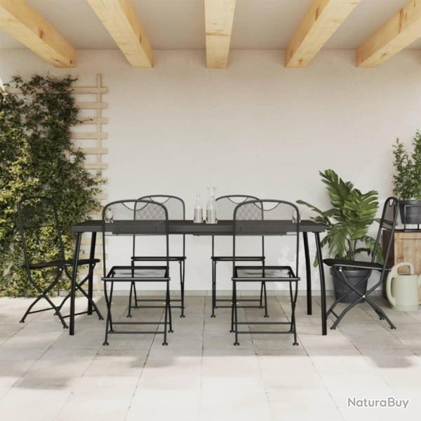 Ensemble  manger de jardin 7 pcs anthracite mtal maille alsavelo