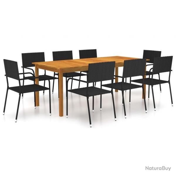 Ensemble  manger de jardin 9 pcs Noir alsavelo