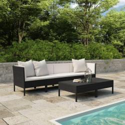 Salon de jardin 6 pcs avec coussins résine tressée noir alsavelo