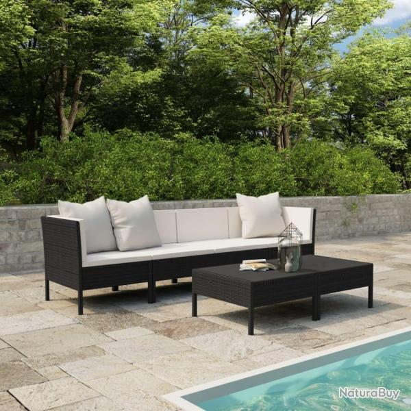Salon de jardin 6 pcs avec coussins rsine tresse noir alsavelo