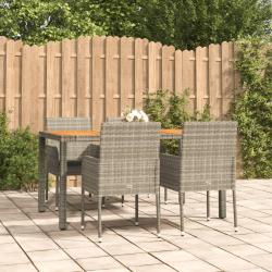 Ensemble à manger de jardin 5 pcs coussins gris résine tressée alsavelo