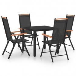 Ensemble à manger de jardin 5 pcs aluminium noir alsavelo