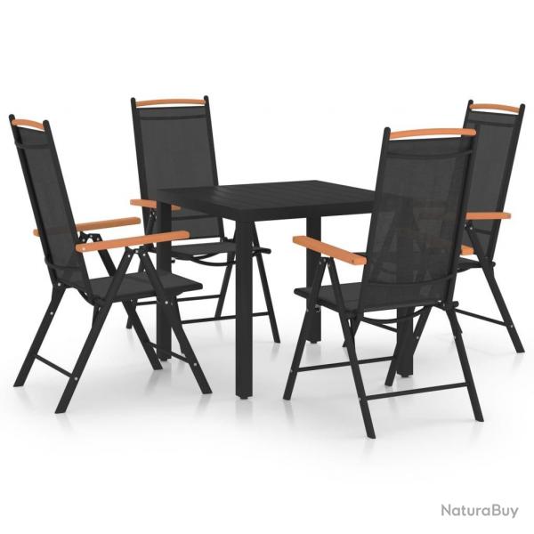 Ensemble  manger de jardin 5 pcs aluminium noir alsavelo