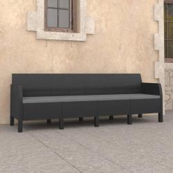 Canapé 4 places de jardin avec coussins Anthracite PP Rotin alsavelo