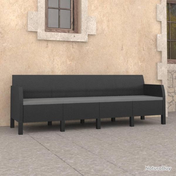 Canap 4 places de jardin avec coussins Anthracite PP Rotin alsavelo