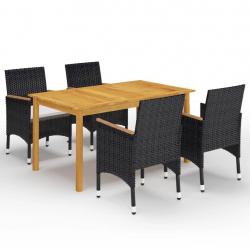 Ensemble à manger de jardin 5 pcs Noir alsavelo