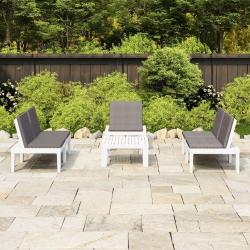 Salon de jardin 4 pcs avec coussins Plastique Blanc alsavelo