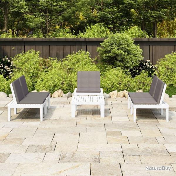 Salon de jardin 4 pcs avec coussins Plastique Blanc alsavelo