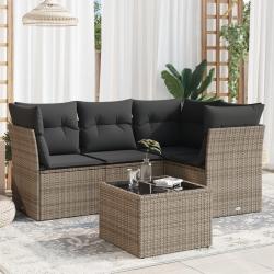Salon de jardin 5 pcs avec coussins gris résine tressée alsavelo