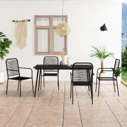 Ensemble à manger de jardin 5 pcs Corde en coton et acier Noir alsavelo