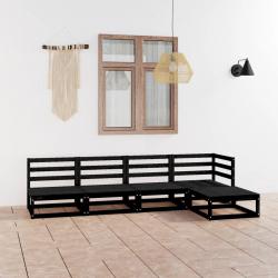 Salon de jardin 5 pcs noir bois de pin massif alsavelo