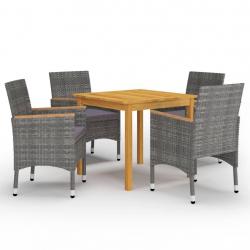 Ensemble à manger de jardin 5 pcs Gris alsavelo