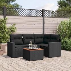 Salon de jardin 5 pcs avec coussins noir résine tressée alsavelo