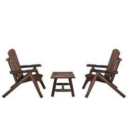 salon de jardin 3 pcs bois massif d'épicéa alsavelo