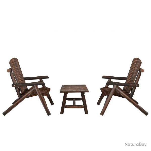 salon de jardin 3 pcs bois massif d'pica alsavelo