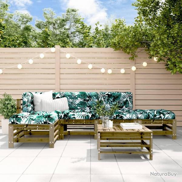 Salon de jardin 6 pcs bois de pin imprgn alsavelo