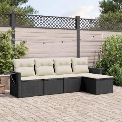 Salon de jardin 5 pcs avec coussins noir résine tressée alsavelo
