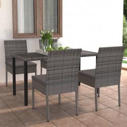Ensemble à manger de jardin 5 pcs Résine tressée Gris alsavelo