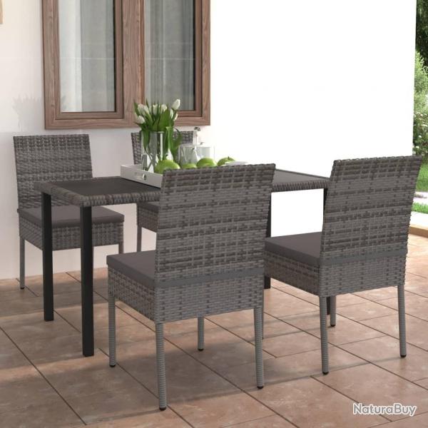 Ensemble  manger de jardin 5 pcs Rsine tresse Gris alsavelo