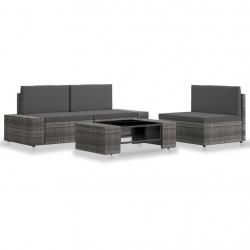 Salon de jardin 4 pcs Résine tressée Gris alsavelo