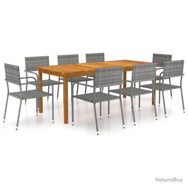 Ensemble  manger de jardin 9 pcs Gris alsavelo