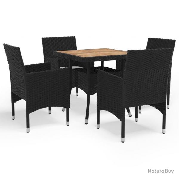 Ensemble  manger de jardin 5 pcs Noir Rsine tresse et acacia alsavelo