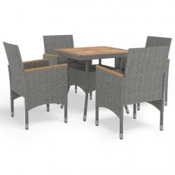 Ensemble à manger de jardin 5 pcs Gris Résine tressée et acacia alsavelo