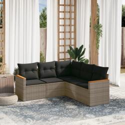 Salon de jardin 5 pcs avec coussins gris résine tressée alsavelo