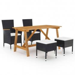 Ensemble à manger de jardin 5 pcs Noir alsavelo