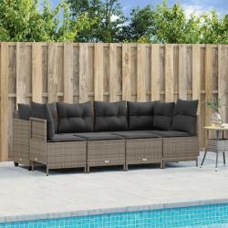 Salon de jardin 5 pcs avec coussins gris résine tressée alsavelo