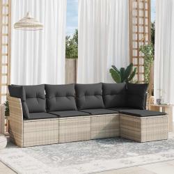 Salon de jardin 5 pcs avec coussins gris clair résine tressée alsavelo