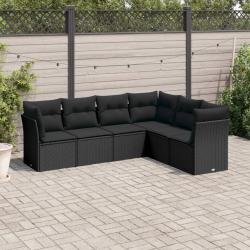 Salon de jardin 6 pcs avec coussins noir résine tressée alsavelo
