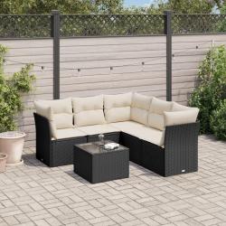 Salon de jardin 6 pcs avec coussins noir résine tressée alsavelo