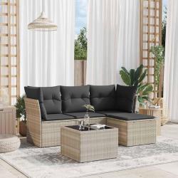 Salon de jardin 5 pcs avec coussins gris clair résine tressée alsavelo