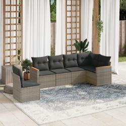 Salon de jardin 6 pcs avec coussins gris résine tressée alsavelo
